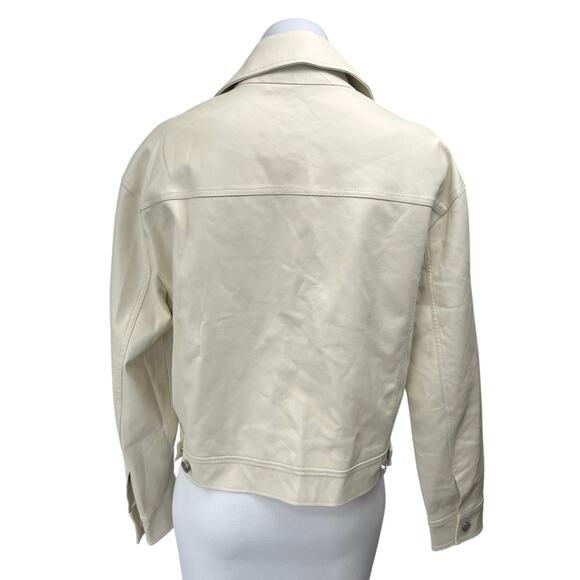 Aritzia Wilfred Faux Vegan Leather Gaze Women's Beige  Button Down Coat Jacket S - Picture 2 of 4